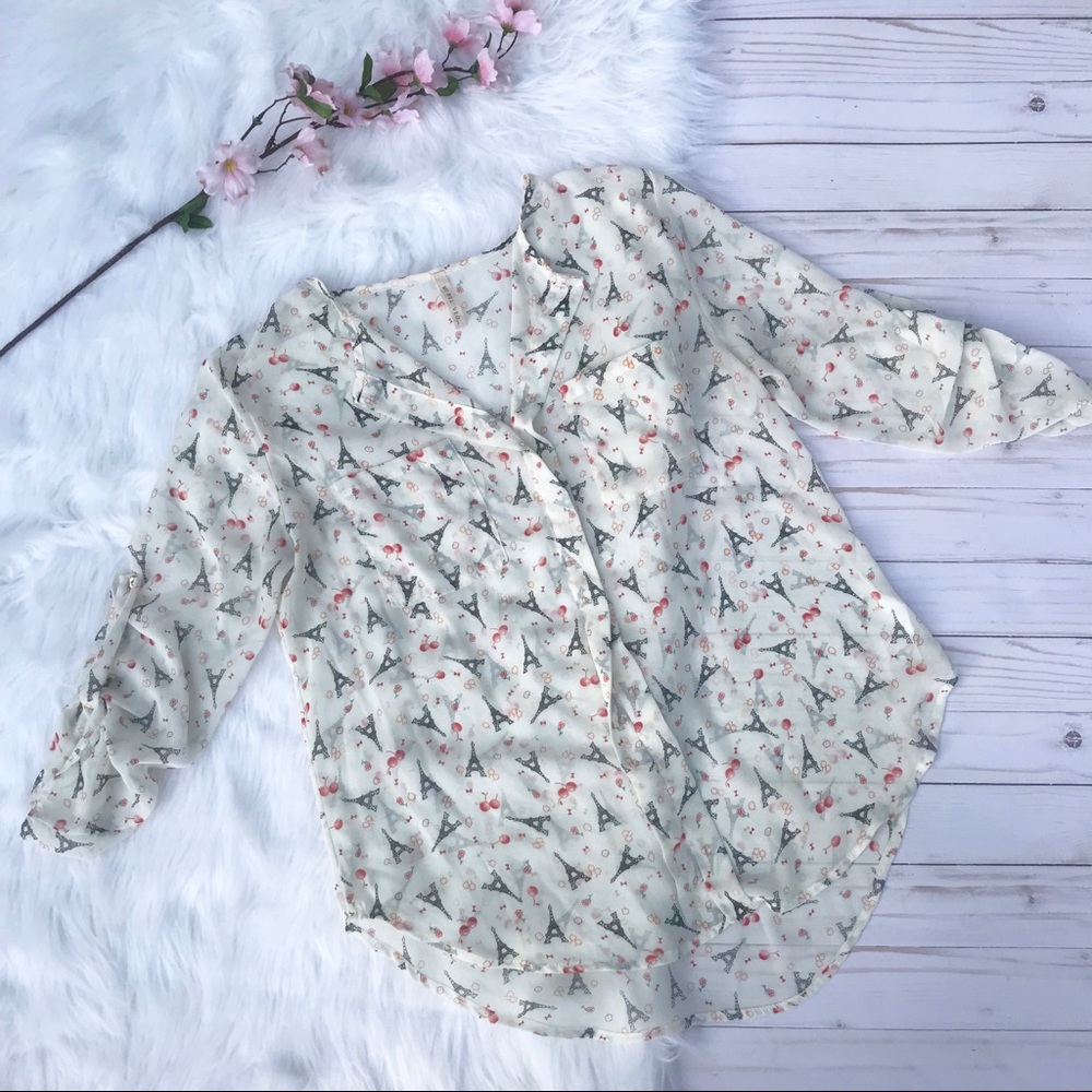 My Beloved... Paris Eiffel Tower chiffon blouse